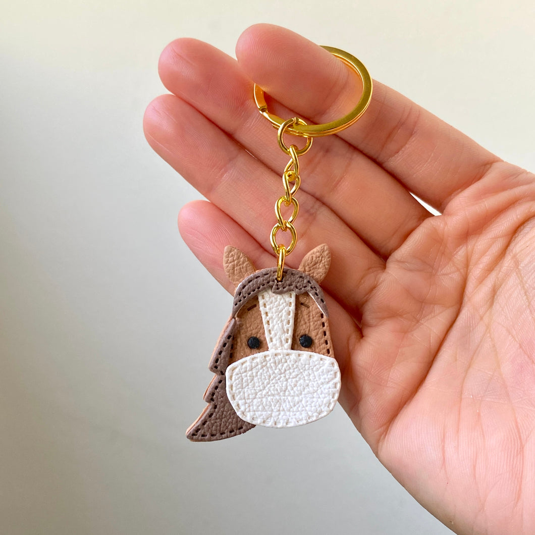 Horse Faux Leather Keychain