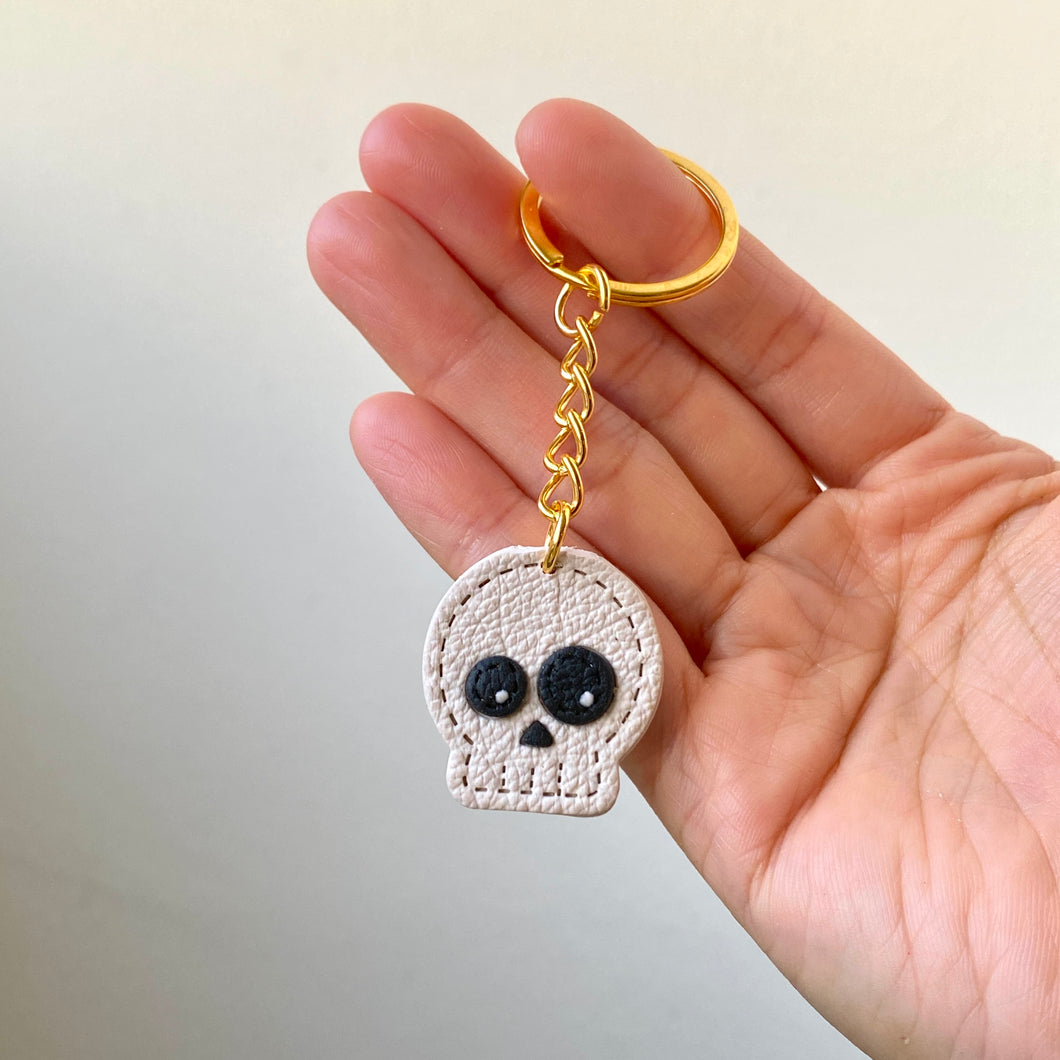 Skull Faux Leather Keychain