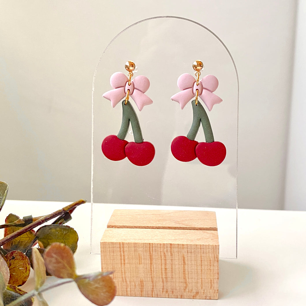 Bow Cherry Dangles