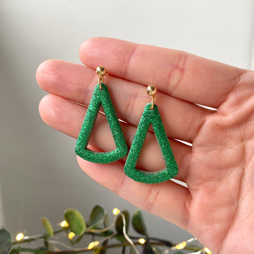 Glitter Simple Tree Bezel Dangles