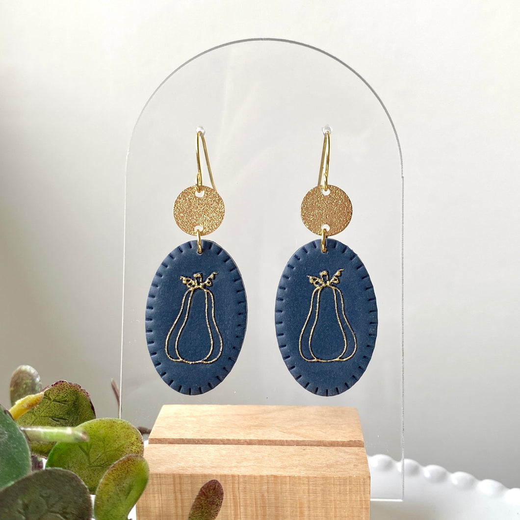 Tall Pumpkin Gold Accent Dangles