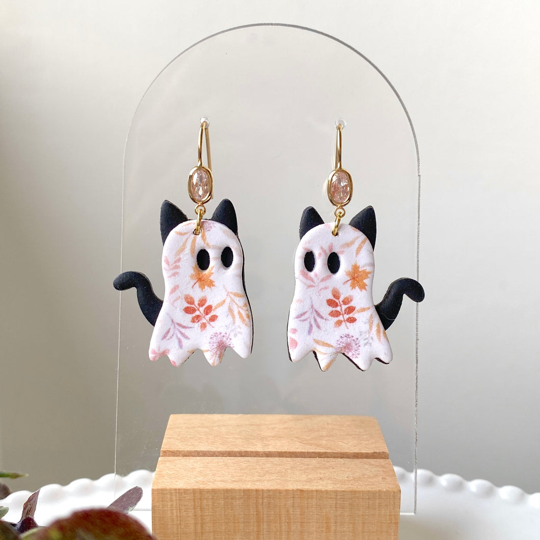 Patterned Ghost Cat Dangles