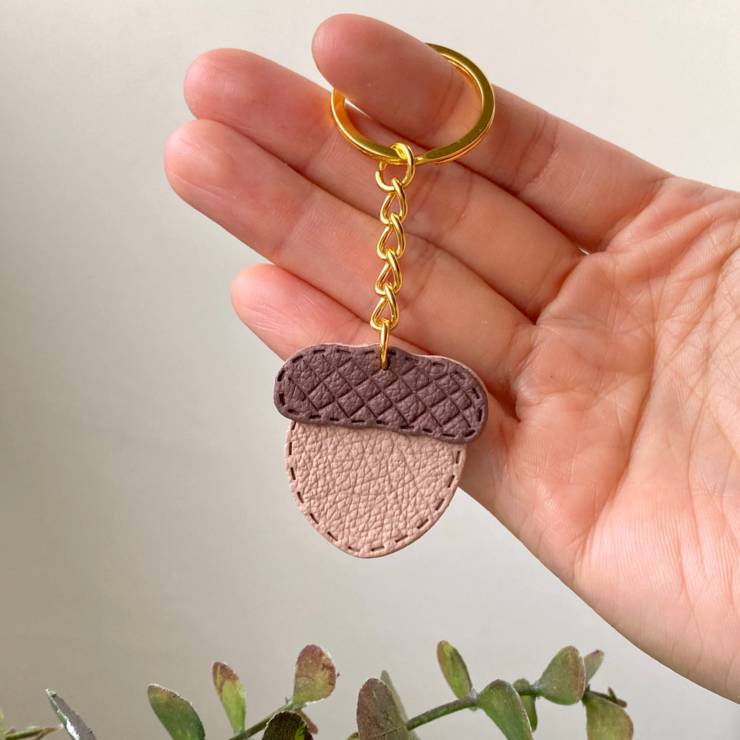 Acorn Faux Leather Keychain
