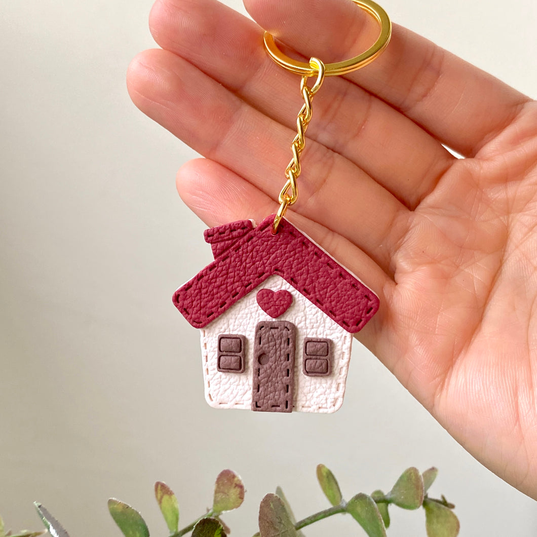 Cottage Faux Leather Keychain