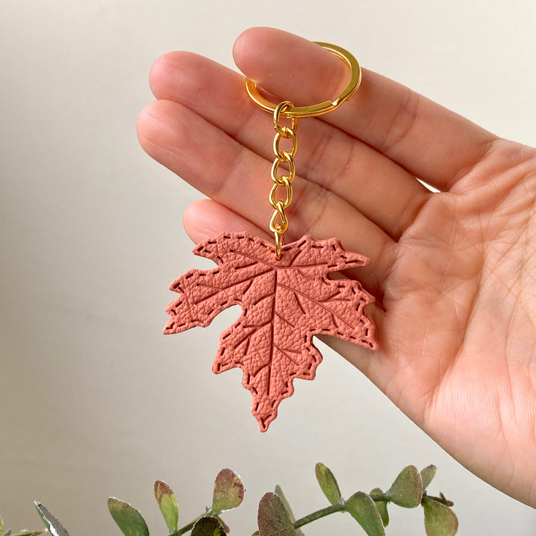 Maple Faux Leather Keychain