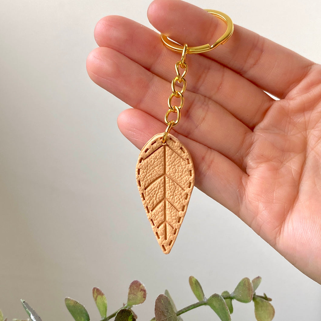 Dagger Leaf Faux Leather Keychain