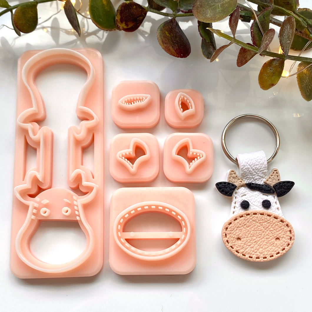 Cow Stitch Keychain Set