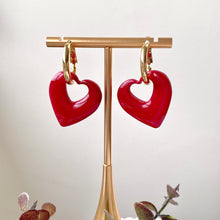Load image into Gallery viewer, Classic Red Heart Hoops

