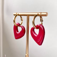 Load image into Gallery viewer, Classic Red Heart Hoops
