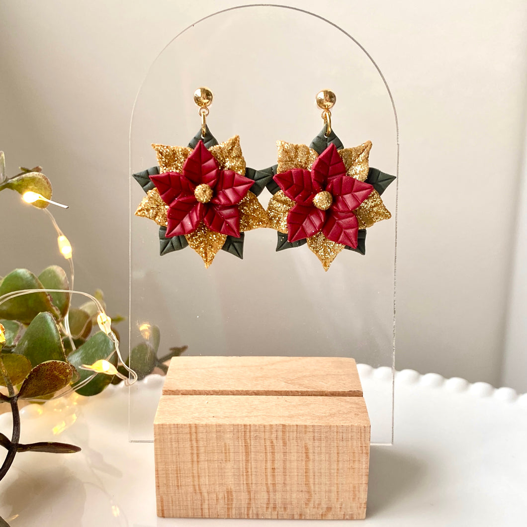 Glitter Poinsettia Dangles