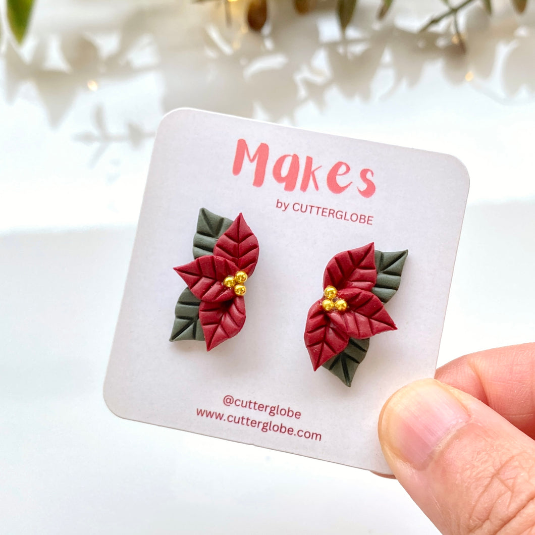 Half Poinsettia Studs