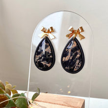 Load image into Gallery viewer, Faux Black Gold Marble Dangles
