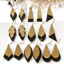 Load image into Gallery viewer, Layered Glitter Black Dangles
