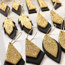 Load image into Gallery viewer, Layered Glitter Black Dangles
