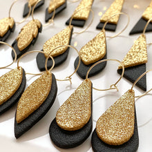 Load image into Gallery viewer, Layered Glitter Black Dangles
