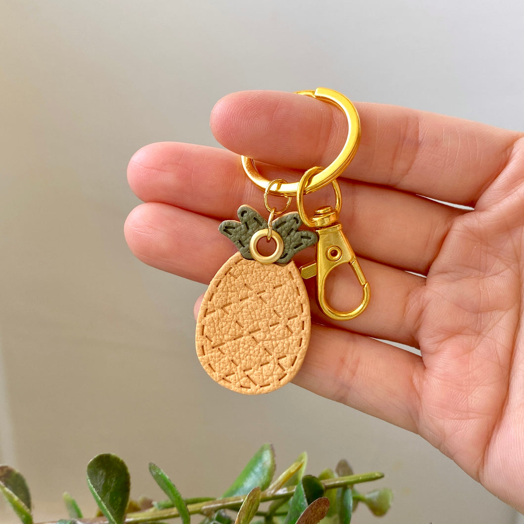 Pineapple Faux Leather Keychain