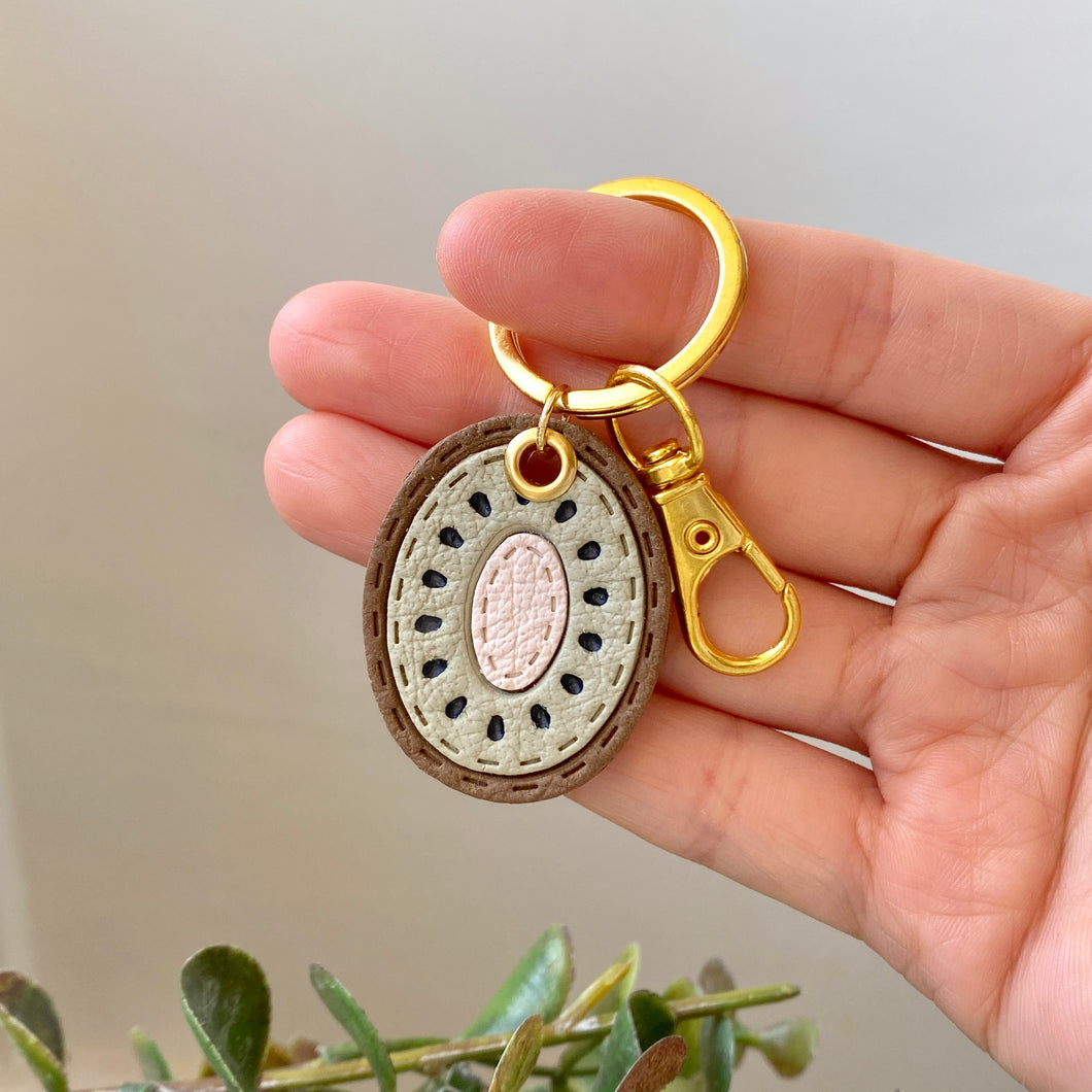Kiwi Faux Leather Keychain
