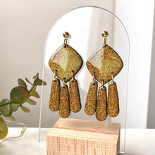 Load image into Gallery viewer, Yellow Glitter Black Triple Dangles
