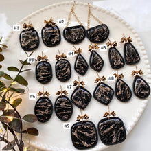 Load image into Gallery viewer, Faux Black Gold Marble Dangles
