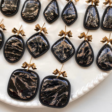 Load image into Gallery viewer, Faux Black Gold Marble Dangles
