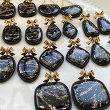 Load image into Gallery viewer, Faux Black Gold Marble Dangles
