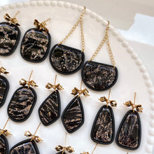 Load image into Gallery viewer, Faux Black Gold Marble Dangles
