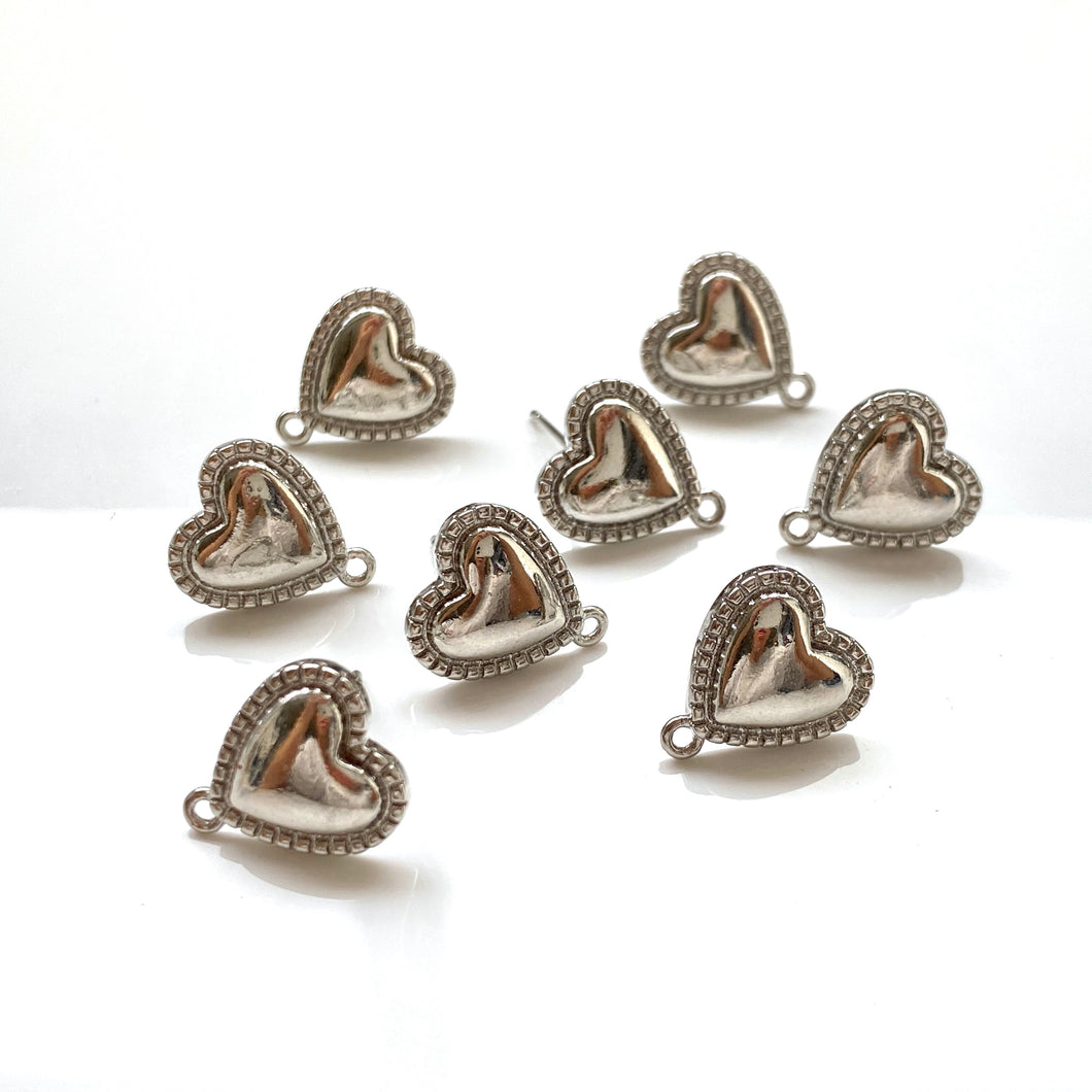 Solid Fancy Heart Post SILVER (10 pcs)