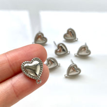 Load image into Gallery viewer, Solid Fancy Heart Post SILVER (10 pcs)
