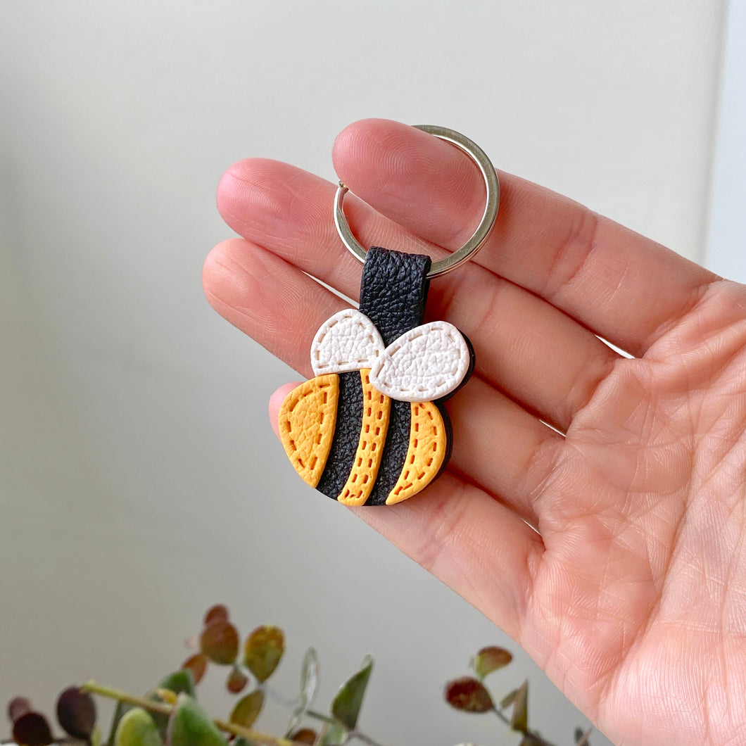 Bee Faux Leather Keychain