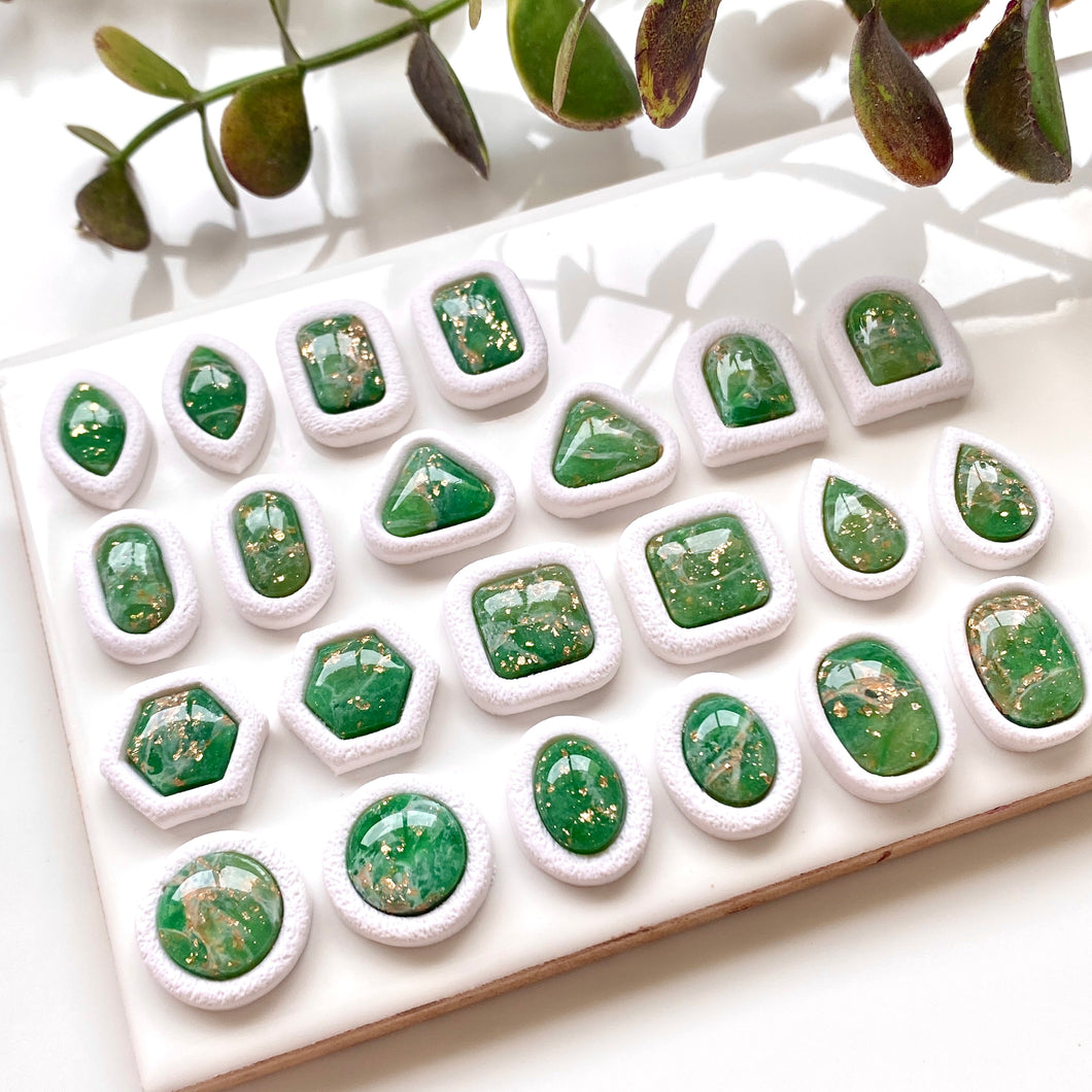 Faux Jade Embedded Studs