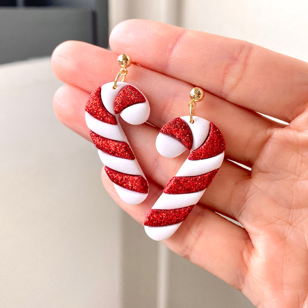 Red Glitter Candy Cane Dangles