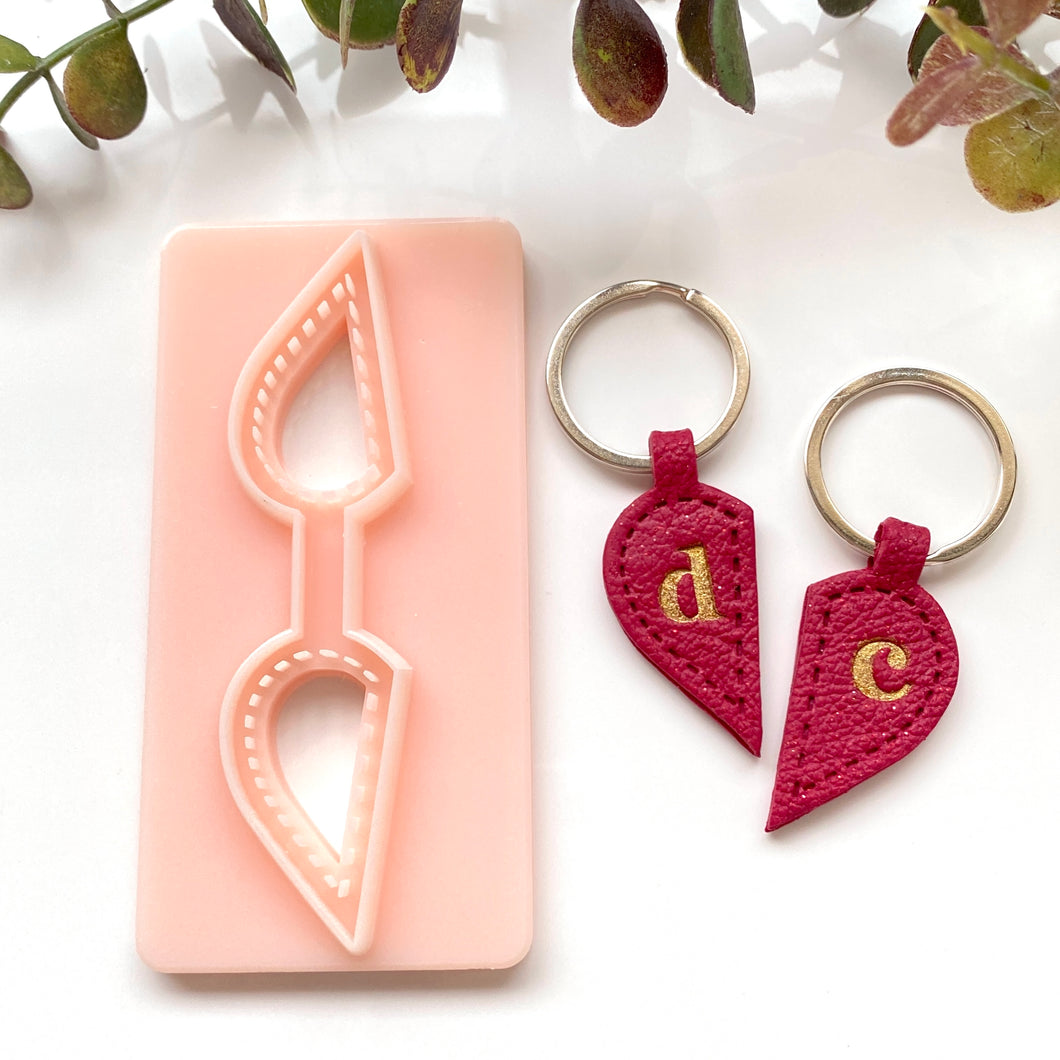 Heart Halves Stitch Keychain