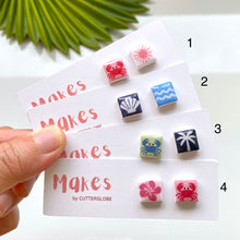 Load image into Gallery viewer, Summer Little Square Studs
