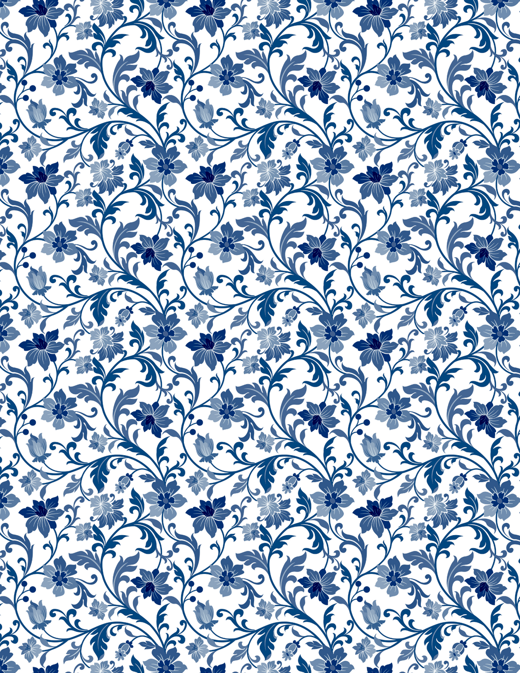 Porcelain 001 Transfer (Blue Florals)